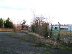 
Course of line to Llandowlais brickworks, Oakfield, in front of Printpac factory, December 2008