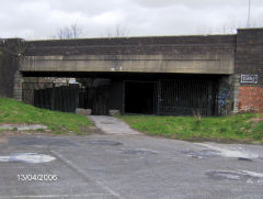 
GWR low-level bridge under A4043 in the centre of Pontnewynydd, April 2006