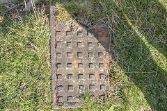 
'Glyn Eng. Works Pontypool' drain cover near lower reservoir, August 2017