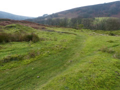 
Tramway towards pond with shafts either side, Cwm Lickey Colliery, January 2012