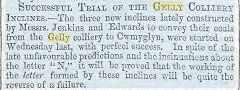 
The opening of 1860 inclines of the Gelly Colliery announced in the Pontypool Free Press, 12th May 1860
