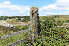 
Along the route of the LNWR Blaenavon to Brynmawr line, a railway-like gatepost, July 2020