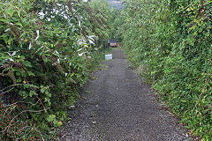 
The tramroad route past the site of the original Risca Station and the Bridgend Inn, August 2020