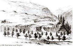 
A sketch by J J Angerstein, believed to show the Blackvein Colliery in Risca. c1760