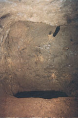 
Danygraig leadmine, Risca, water-filled shaft with hoist beam in roof void, 1986
