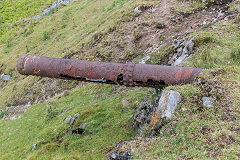 Cast iron drainage pipe under the Trefil Tramroad on the East side of Cwm Milgatw, June 2019