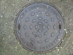 
'P T Woodruff & Co Machen Foundry', a drain cover from the foundry © Photo courtesy of Richard Paterson