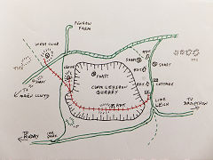 
Sketch map of The Clive Mines and Cwm Leyshon, Draethen