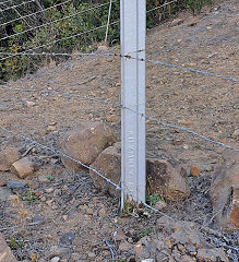 
A Rhymney Iron Co rail being used as a fencepost at Rorkes Drift, South Africa,© Photo courtesy of Graham Parker