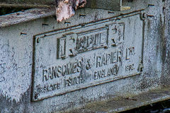
'Ransomes and Rapier' Flood gate of 1962 near Betttws Lane, Newport, June 2019