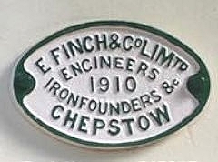 
E Finch & Co, Chepstow, 1910 builders plate in the Frest of Dean