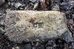 
'CB', found at Abersychan, possibly from Parfitt's Upper Cwmbran brickworks