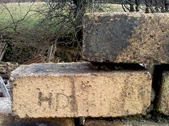 
'HD' large font possibly from Parfitt's Upper Cwmbran brickworks