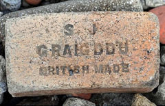 
'SJ Graigddu British Made' on a curved brick from Graigddu brickworks © Photo courtesy of Lawrence Skuse