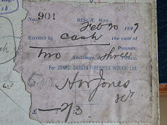 
'Jones Darran Firebrick Works Ltd' receipt for haulage costs, 1897