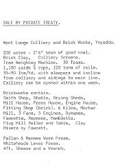 
Ynysddu Brickworks sale details, 20 January 1924