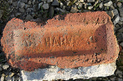 
'HARV' brick probably an unclear example of 'E Harvey' from Maes-y-Cwmmer brickworks, © Photo courtesy of Michael Kilner