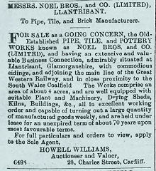 
Noel Bros brickworks auction notice, 20 September 1907