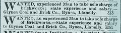 
Glynea brickworks advert, 25 July 1896