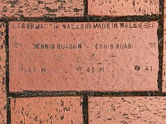
'Dennis Ruabon 41m' machine made imprint' from Hafod brickworks, Rhos. © Photo courtesy of Helen Gwyn Jones