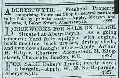
Advert for Aberystwyth brickworks, Cambrian News, 17 June 1910
