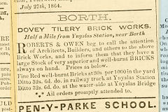 
Dovey Tilery advert, 27 July 1864, © Photo courtesy of National Library of Wales