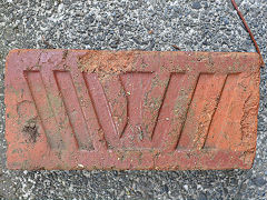
'W', a very common brick in the Wellington area, found at Khandallah, Wellington, February 2023