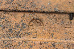 
Emblem on back of paver, found at Trefil, near Rhymney