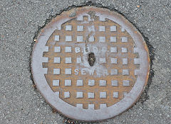 
'BUDC Sewer', Bargoed UDC, found at Bargoed, South Wales, June 2023