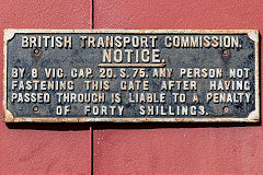 
British Transport Commission gate notice, Caerleon, August 2016