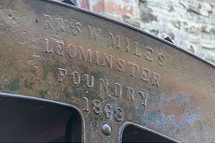 
'R R & W Miles Leominster Foundry 1868', found at Clodock Mill waterwheel, June 2019