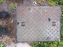'W A Baker & Co Ld Newport airtight inspection cover', Risca, © Photo courtesy of Martyn Davies