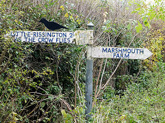
'As the crow flies', Bourton-on-the-water fingerpost 'As the crow flies', Glos, November 2011