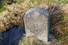 
'LUP', Llanfrechfa Upper Parish, stone 2 with 'PP' on reverse, near Trig point, Mynydd Maen