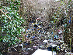 
The top lock, lock-uchaf 14-15, full of rubbish, Abercynon, March 2013