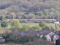 
Class 756 approaches Aberdare, taken from Cwmaman, April 2025