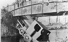 
'Millicent', P 1635 of 1923, falls through a bridge at Blaina Colliery, Pantyffynnon, in 1924, The bridge was closed to traffic but the loco skidded onto it and went through. It was rescued and put back to work, © Photo and info courtesy of  the 'Industrial Railway Society'