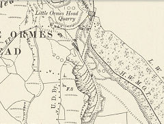
Little Orme Quarry, 1898, close-up of the track layout, © Crown Copyright reserved