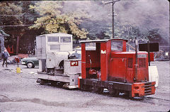 
'No 4', RH 277265 of 1949 and 'No 7', MR7902 of 1939 at the workshops, Llanberis Lake Railway, October 1974