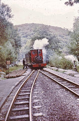 
Trains crossing, Llanberis Lake Railway, October 1974