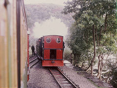 
Trains crossing, Llanberis Lake Railway, October 1974