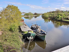 The canal heads away from Sharpness Docks, looking from ther High Level swingbridge, April 2025