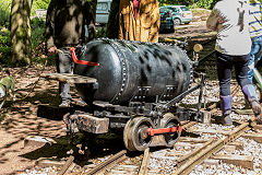 
Lea Bailey Light Railway, compressed air loco 'hissing sid' off the rails, May 2017
