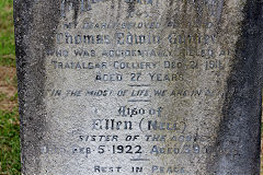 
Thomas Edwin Gunter, accidentally killed at Trafalgar Colliery on 21 Dec1911, buried in Lydbrook churchyard, August 2020