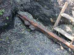 Buried rails at New Pit, Brandy Bottom, July 2025