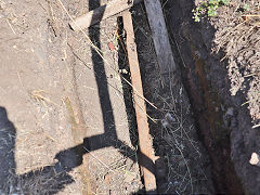 Buried rails at New Pit, Brandy Bottom, July 2025