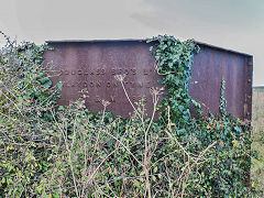 
Padstow gun battery water tank, 'Douglass Bros Ld, Blaydon-on-Tyne C&M 1888', October 2014