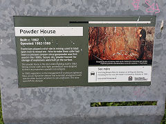 
Powder magazine notice at Robinson's engine house, South Crofty, Redruth, September 2023