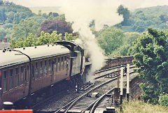 
'Merchant Navy' class leaving Bewdley, Severn Valley Railway, 1988