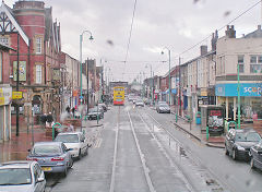 
Tramline on a wet day at Fleetwood, Blackpool Tramways, October 2009